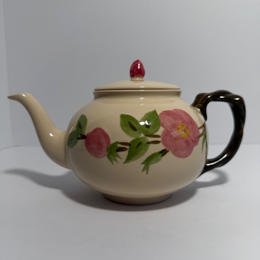 Franciscan Desert Rose Teapot with Lid Hand Painted Made in USA Vintage Ceramic